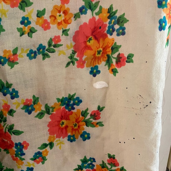 VTG Huge 60s floral folk fringe wool scarf festival cottagecore grannycore shawl - Picture 4 of 10